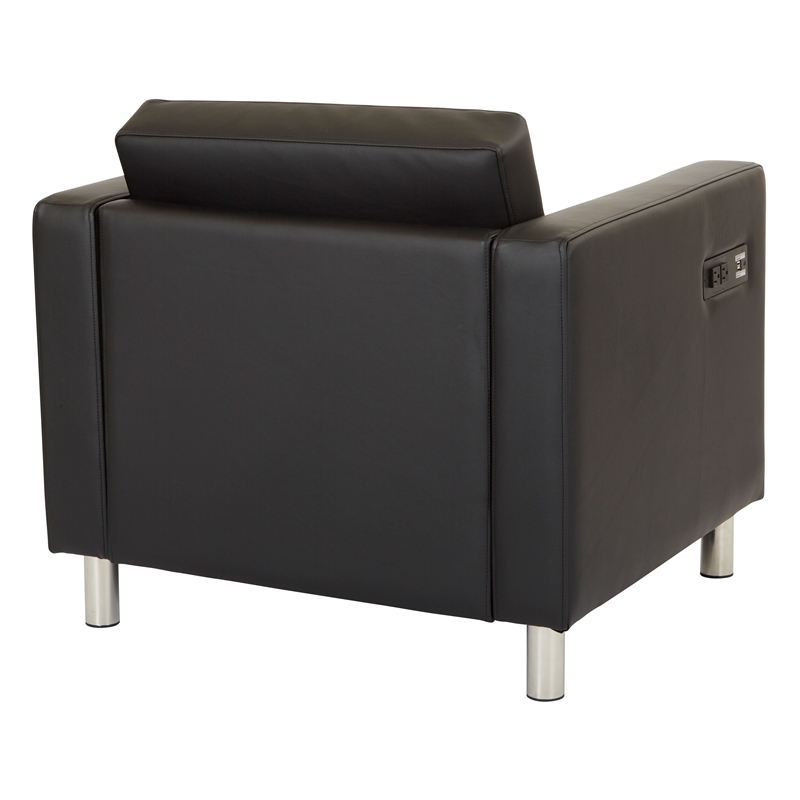 Scranton & Co Accent Chair with AC and USB Charging Station in Black Fabric