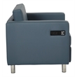 Scranton & Co Accent Chair with AC and USB Charging Station in Blue Fabric