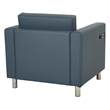 Scranton & Co Accent Chair with AC and USB Charging Station in Blue Fabric