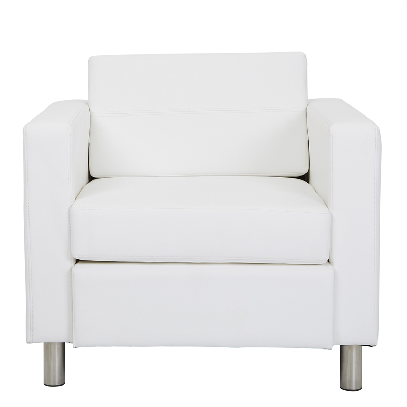 Scranton & Co Accent Chair with AC and USB Charging Station in Snow White