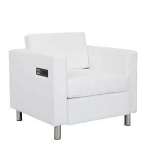 Scranton & Co Accent Chair with AC and USB Charging Station in Snow White