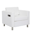 Scranton & Co Accent Chair with AC and USB Charging Station in Snow White