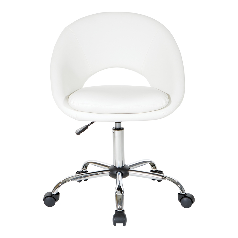 Scranton & Co Height Adjustable Home Office Chair in White Faux Leather