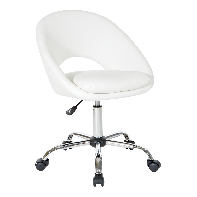 Scranton & Co Height Adjustable Home Office Chair in White Faux Leather