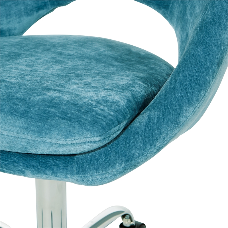 Scranton & Co Height Adjustable Home Office Chair in Blue Velvet