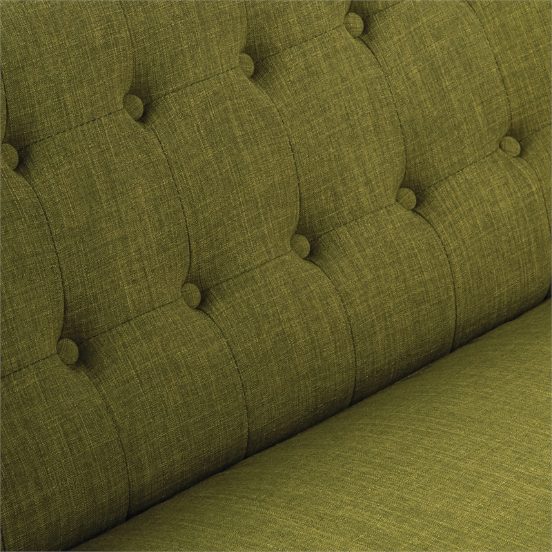 Scranton & Co Mid-Century Modern Loveseat in Green Fabric with Coffee Legs