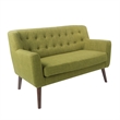 Scranton & Co Mid-Century Modern Loveseat in Green Fabric with Coffee Legs