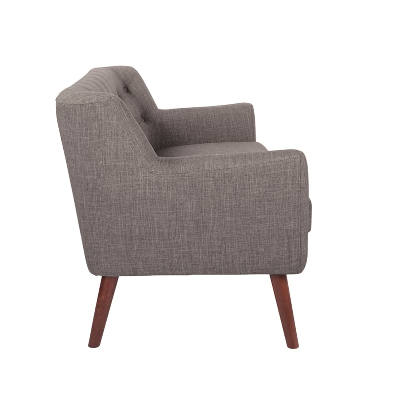 Scranton & Co Mid-Century Modern Loveseat in Cement Gray with Coffee Legs