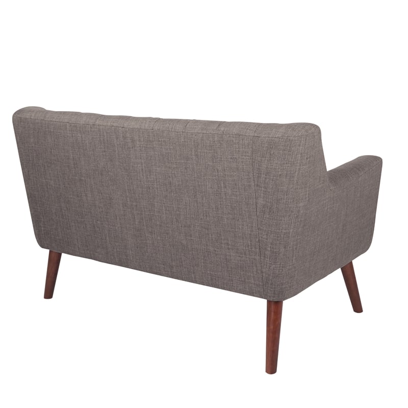 Scranton & Co Mid-Century Modern Loveseat in Cement Gray with Coffee Legs