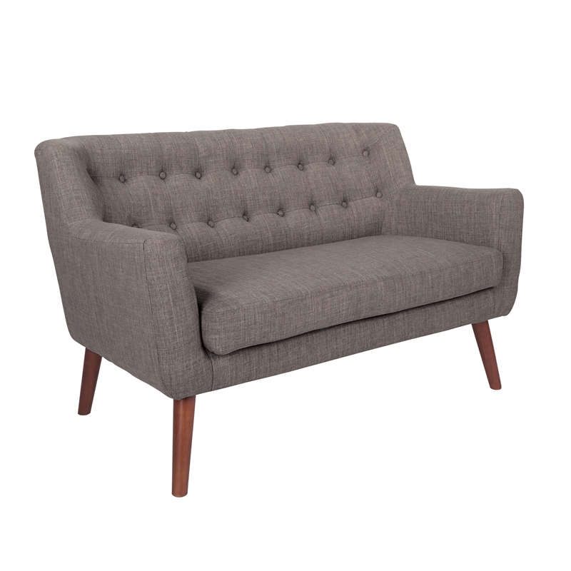 Scranton & Co Mid-Century Modern Loveseat in Cement Gray with Coffee Legs