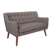Scranton & Co Mid-Century Modern Loveseat in Cement Gray with Coffee Legs