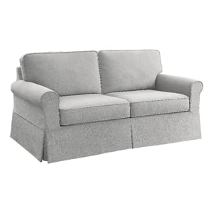 Scranton & Co Cottage Slipcover Sofa in Fog Gray with Rolled Arms and Piping