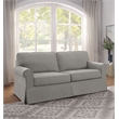 Scranton & Co Cottage Slipcover Sofa in Fog Gray with Rolled Arms and Piping