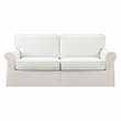 Scranton & Co Cottage Slipcover Sofa in Ivory White with Rolled Arms and Piping