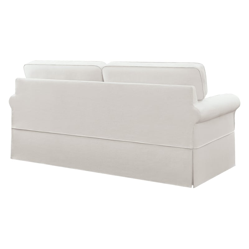 Scranton & Co Cottage Slipcover Sofa in Ivory White with Rolled Arms and Piping