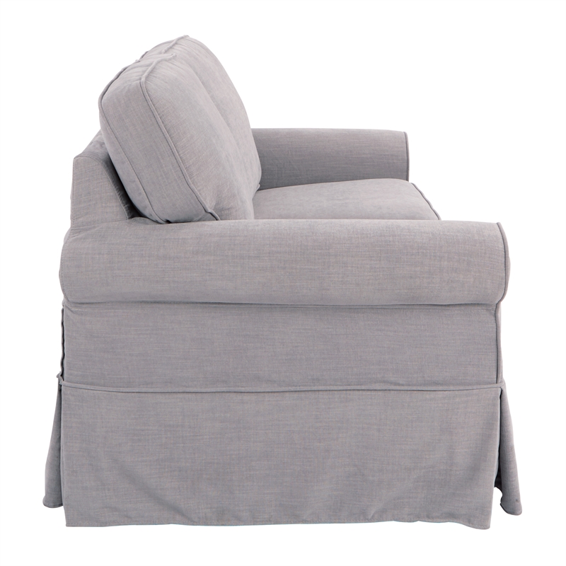 Scranton & Co Cottage Slipcover Loveseat in Fog Gray with Rolled Arms
