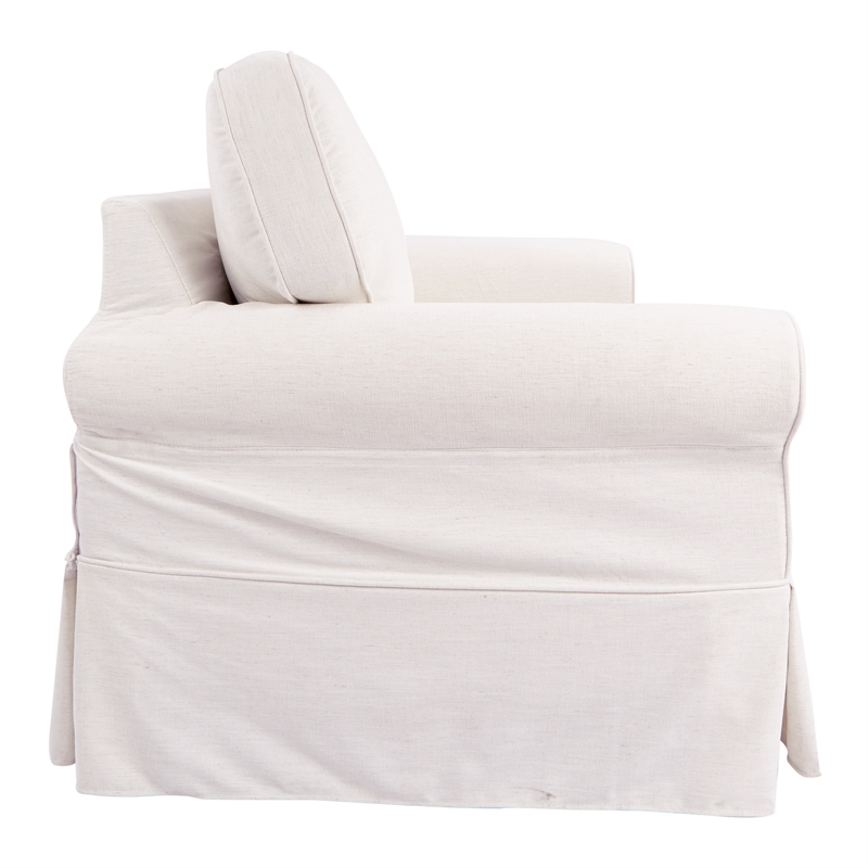 Scranton & Co Loveseat with Washable Ivory Beige Slip Fabric Cover