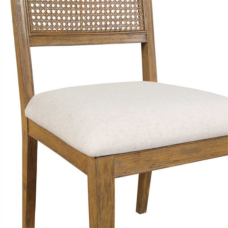 Scranton & Co Cane Back Dining Chair 2 Pack in Linen with Coastal Wash