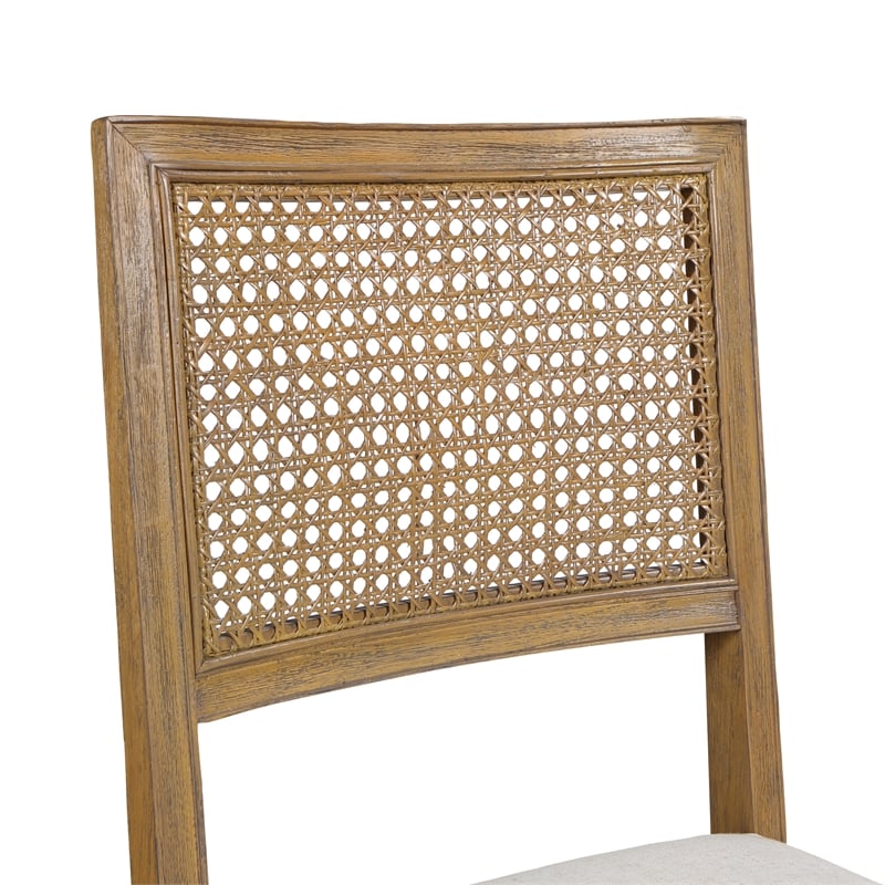 Scranton & Co Cane Back Dining Chair 2 Pack in Linen with Coastal Wash