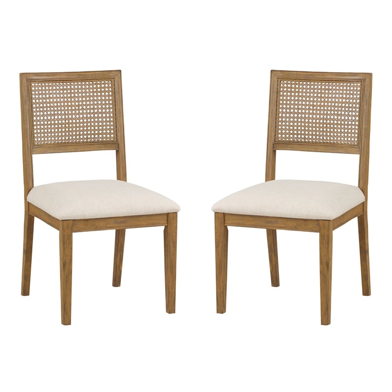 Scranton & Co Cane Back Dining Chair 2 Pack in Linen with Coastal Wash