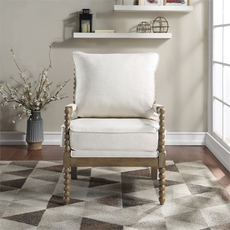 Scranton & Co Spindle Chair in Linen Beige with Brush Charcoal Finish