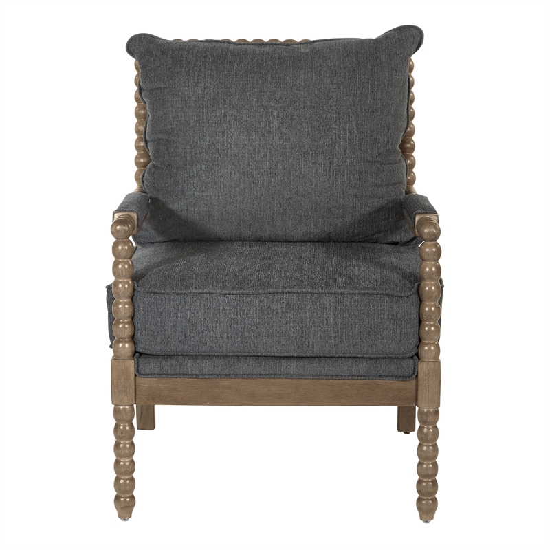 Scranton & Co Spindle Accent Chair in Charcoal with Rustic Brown Finish