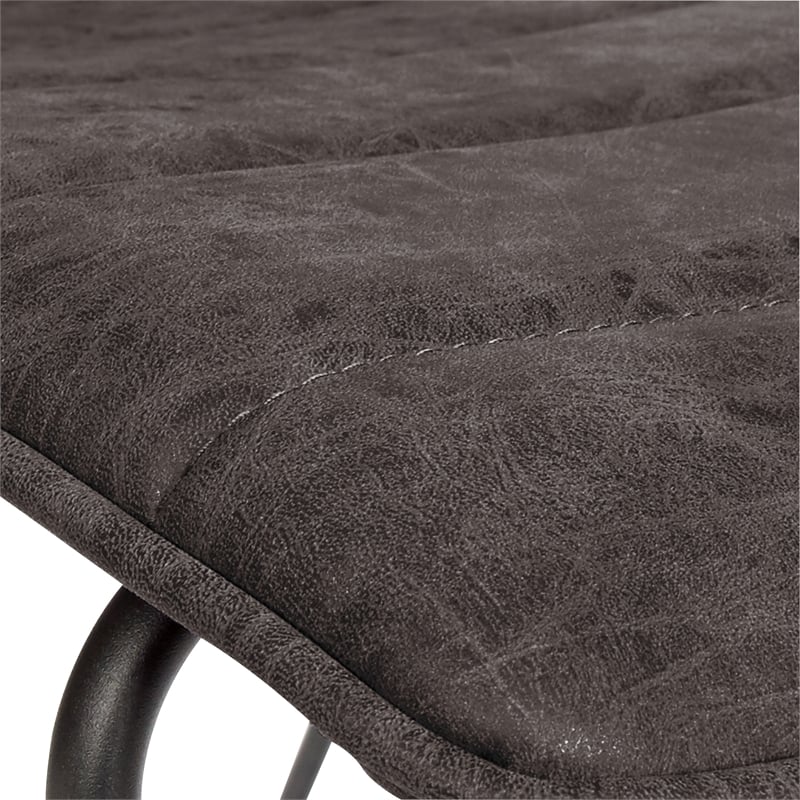 Scranton & Co Stacking Chair in Charcoal Gray Faux Leather Black Base 2 Pack