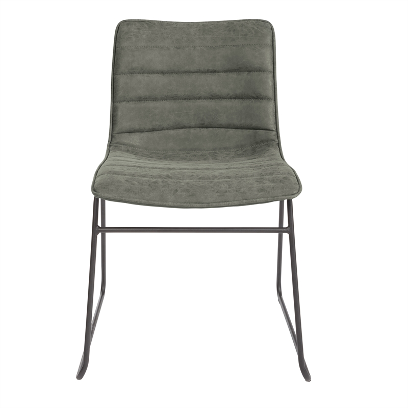 Scranton & Co Stacking Chair in Olive Green Faux Leather Black Base 2 Pack