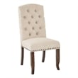 Scranton & Co Tufted Dining Chair in Linen White with Nailhead Trim