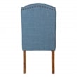 Scranton & Co Navy Blue Tufted Wing Back Dining Chair with Bronze Nailheads