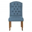 Scranton & Co Navy Blue Tufted Wing Back Dining Chair with Bronze Nailheads