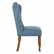 Scranton & Co Navy Blue Tufted Wing Back Dining Chair with Bronze Nailheads