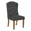 Scranton & Co Charcoal Gray Tufted Wing Back Dining Chair with Bronze Nailheads
