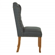 Scranton & Co Charcoal Gray Tufted Wing Back Dining Chair with Bronze Nailheads