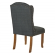 Scranton & Co Charcoal Gray Tufted Wing Back Dining Chair with Bronze Nailheads