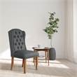 Scranton & Co Charcoal Gray Tufted Wing Back Dining Chair with Bronze Nailheads