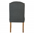 Scranton & Co Charcoal Gray Tufted Wing Back Dining Chair with Bronze Nailheads