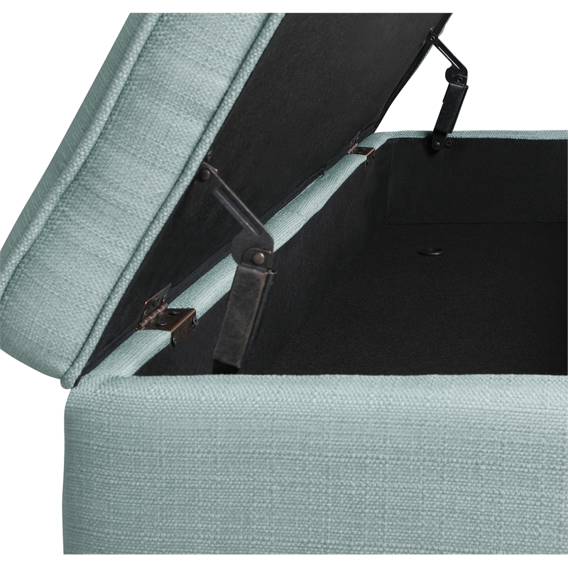 Scranton & Co Mid-Century Modern Storage Bench in Sea Blue with Spice Legs