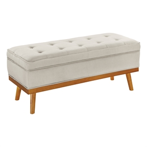 Scranton & Co Mid-Century Modern Storage Bench in Wheat with Spice Finish Legs