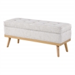 Scranton & Co Mid-Century Modern Storage Bench in Linen White with Wood Legs