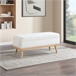 Scranton & Co Mid-Century Modern Storage Bench in Ivory Sherpa with Wood Legs