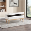 Scranton & Co Mid-Century Modern Storage Bench in Ivory Sherpa with Wood Legs
