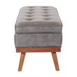 Scranton & Co Mid-Century Storage Bench in Pewter Bonded Leather Espresso Legs