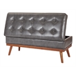 Scranton & Co Mid-Century Storage Bench in Pewter Bonded Leather Espresso Legs
