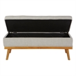 Scranton & Co Mid-Century Modern Storage Bench in Fog Gray with Espresso Legs