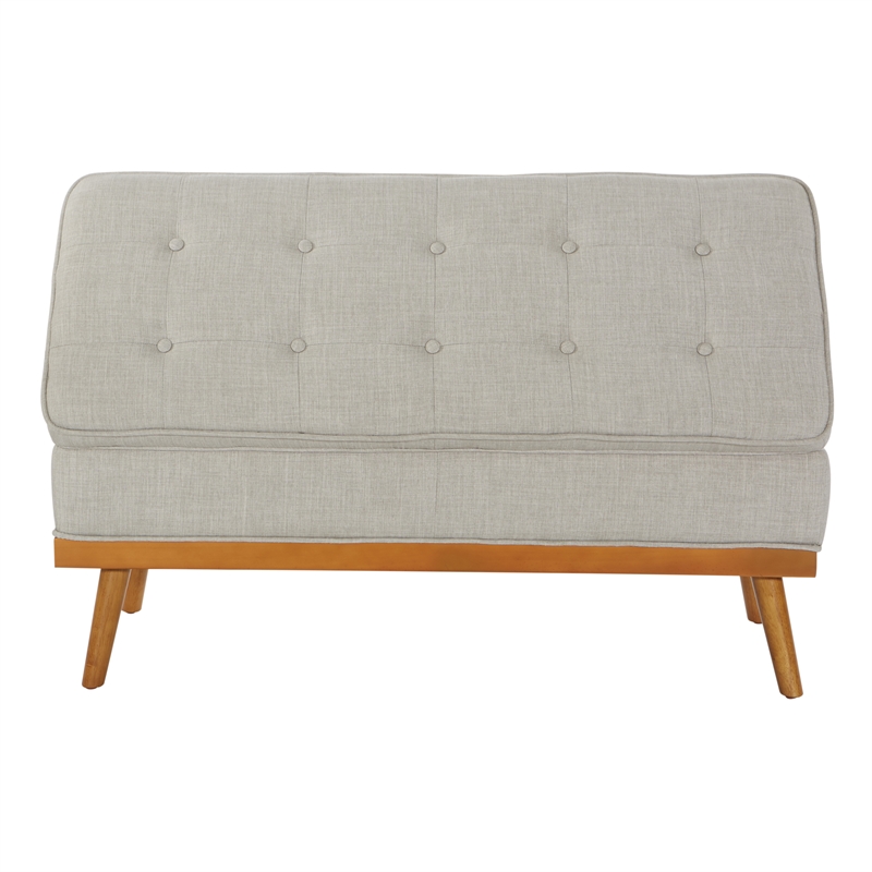 Scranton & Co Mid-Century Modern Storage Bench in Fog Gray with Espresso Legs