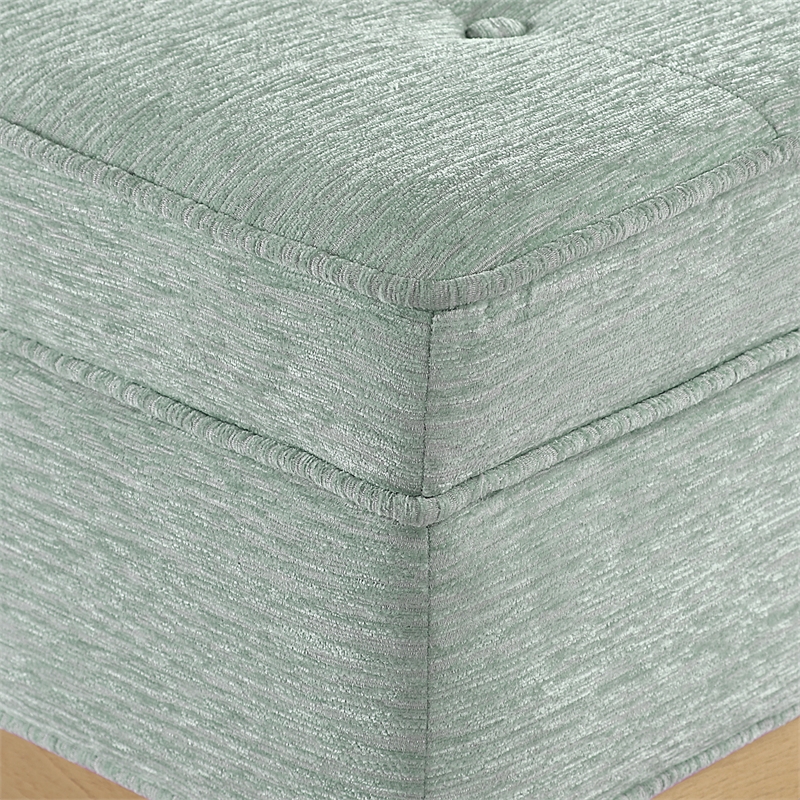 Scranton & Co Mid-Century Storage Bench in Mist Green with Wood Legs
