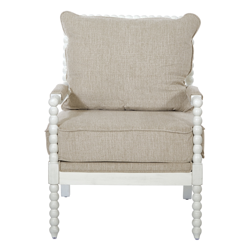 Scranton & Co Classic Spindle Chair in Linen White with Antique White Frame