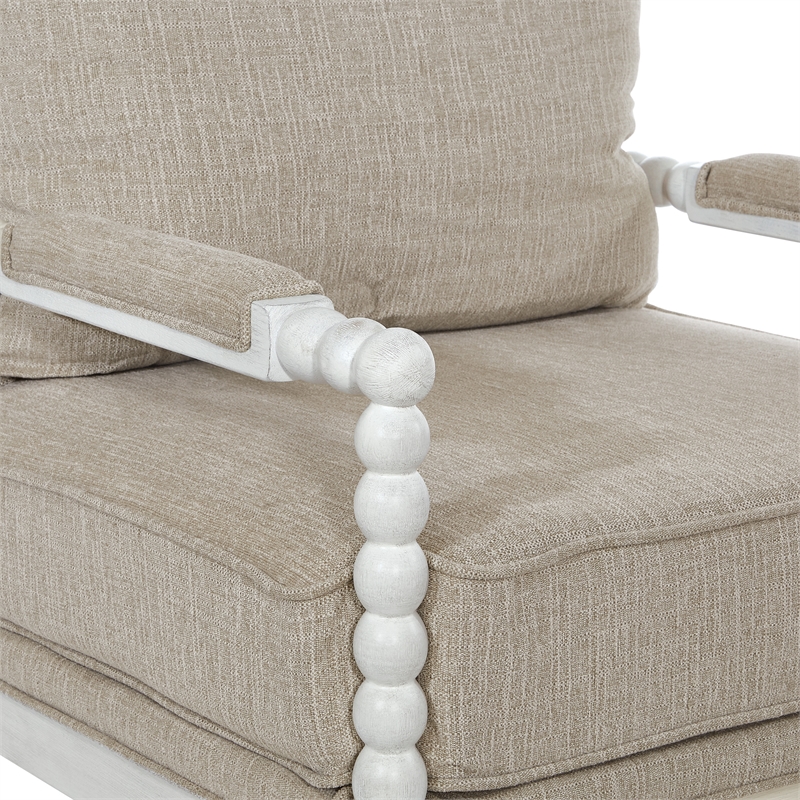 Scranton & Co Classic Spindle Chair in Linen White with Antique White Frame