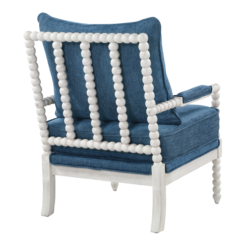 Scranton & Co Classic Spindle Arm Chair in Navy Blue with White Wood Frame